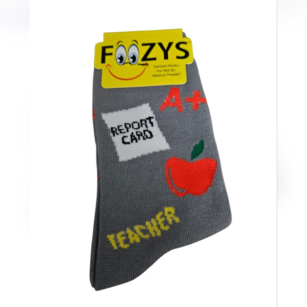 Foozys Teacher Gray Womens Crew Socks